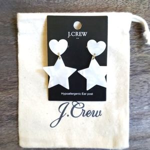 NWT J. Crew White Tortoise Earrings- Heart and Star